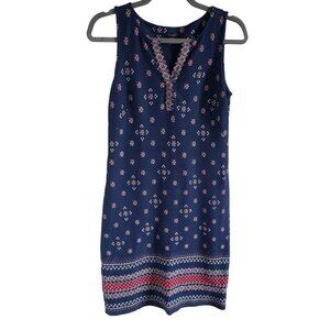Talbot's Woman's Size XS Cotton Stretch knit Sun dress Red White Blue Sleeveless
